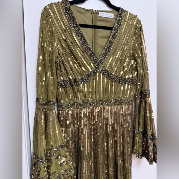 NWT Mac Duggal 5591 LightOlive 3/4 Sleeve V Neck A Line Dress Size 6 - Picture 10 of 17